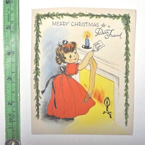 Carte de Noël vintage des années 50 inutilisée (pas d'enveloppe), superbes graphismes pour collectionner, bricoler, réutiliser