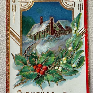 Carte de voeux de Noël vintage imprimée en Allemagne, quelques usures sur les bords mais une beauté, utilisée.