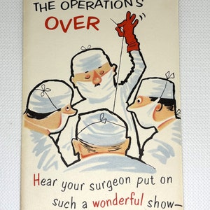 Carte Get Well vintage des années 60, utilisée et signée, de superbes graphismes comiques à collectionner, à fabriquer ou à réutiliser