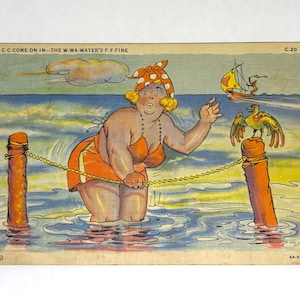 Belle carte postale de plage comique vintage 1940 Maine comique d'occasion