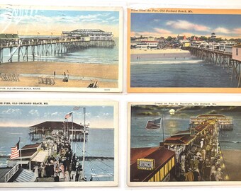 4 Antique USED Old Orchard Beach Maine Pier Postcards postcards
