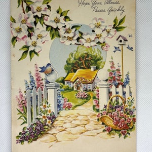 Carte de rétablissement vintage des années 50 avec fenêtre. Signé OCCASION, avec de superbes graphismes pour la collection, l'artisanat, la réutilisation