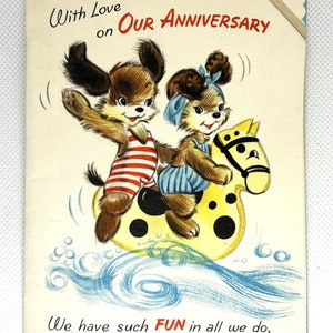 Carte / livret d'anniversaire vintage 1952 poinçonné. OCCASION ET signée. Grande forme Parfait pour les travaux manuels