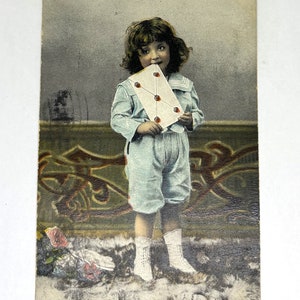 Belle carte postale ancienne de 1908 avec un enfant