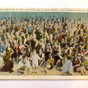 Carte postale ancienne d'Old Orchard Beach, Maine, occasion de 1927, récompense de 5 dollars si vous pouvez me trouver