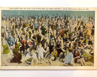 Antique USED 1927 Old Orchard Beach Maine postcard 5 dollar reward if you can find me