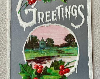 Vintage 1915 New Years Greeting Card used with stamp