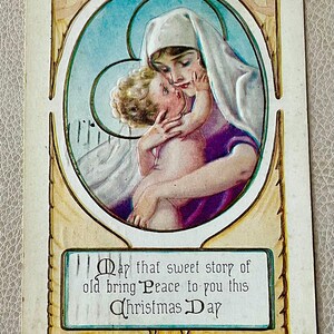 Belle carte postale vintage de voeux de Noël 1926 utilisée avec un message et un timbre