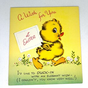 Carte de Pâques Flip Out Duckling vintage des années 1960 inutilisée, de superbes graphismes pour la collection, l'artisanat, la réutilisation.