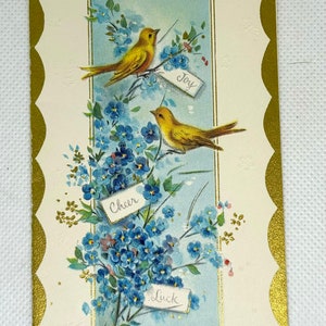 Carte Birds Get Well, vintage des années 1960, OCCASION, signée avec une note à l'intérieur, avec de superbes graphismes pour la collection, l'artisanat, la réutilisation