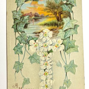 Jolie carte postale de Pâques florale vintage 1911 Utilisée avec un timbre, de superbes graphismes pour collectionner des objets d'artisanat réutilisés