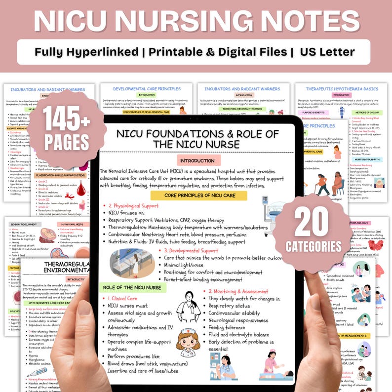 NICU Nursing Notes | Neonatal Intensive Care Study Guide | 145+ Pages ...