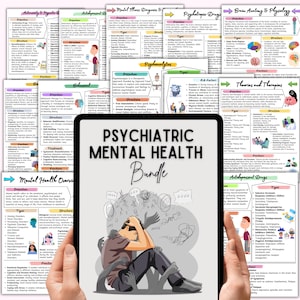 Forfait psychiatrie et santé mentale | Soins infirmiers psychiatriques | Guide d'étude sur la santé mentale | Médicaments psychotropes | Téléchargement numérique