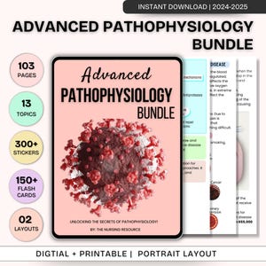 Pack Physiopathologie avancée | Notes et cartes-éclair sur la physiopathologie | Notes d'allaitement | Édition 2024-25
