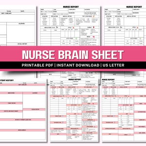 Nurse Brain Sheet for Nursing Students | Med Surg Nursing Report Sheet | RN Report Sheet | Nurse Shift Handoff Sheet | Patient Report Sheet
