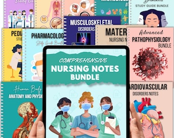 Umfassende Pflegenotizen-Bündel, Studienleitfaden für die Pflege, Anatomie, Pharmakologie, Pathophysiologie, Pflegestudierende, digitaler Download