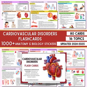 Cartes-éclair sur les troubles cardiovasculaires | Soins infirmiers cardiaques | Notes d'allaitement | Notes cardiovasculaires | 80 cartes mémoire