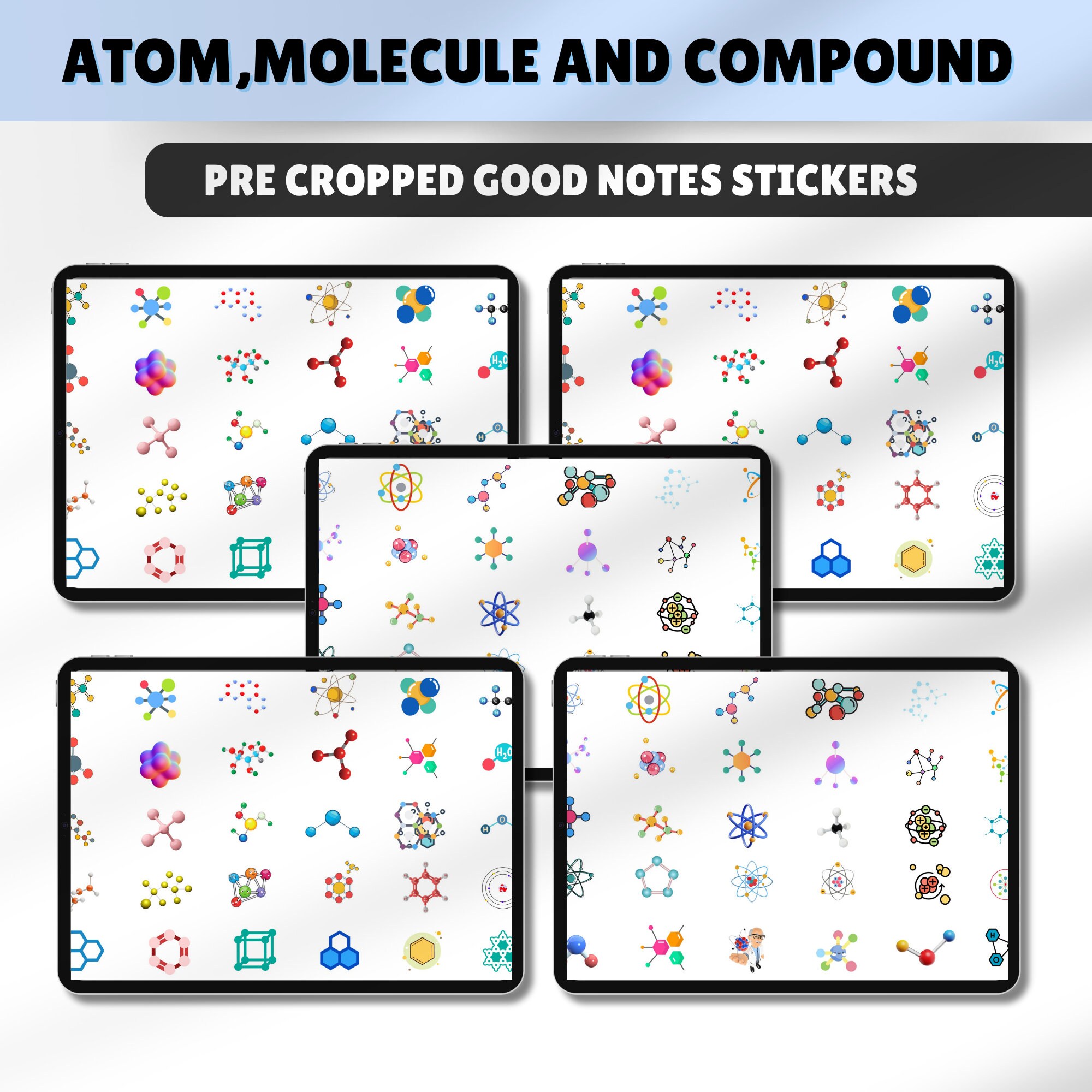 450 Chemistry Stickers, Science Stickers, Precropped Stickers for