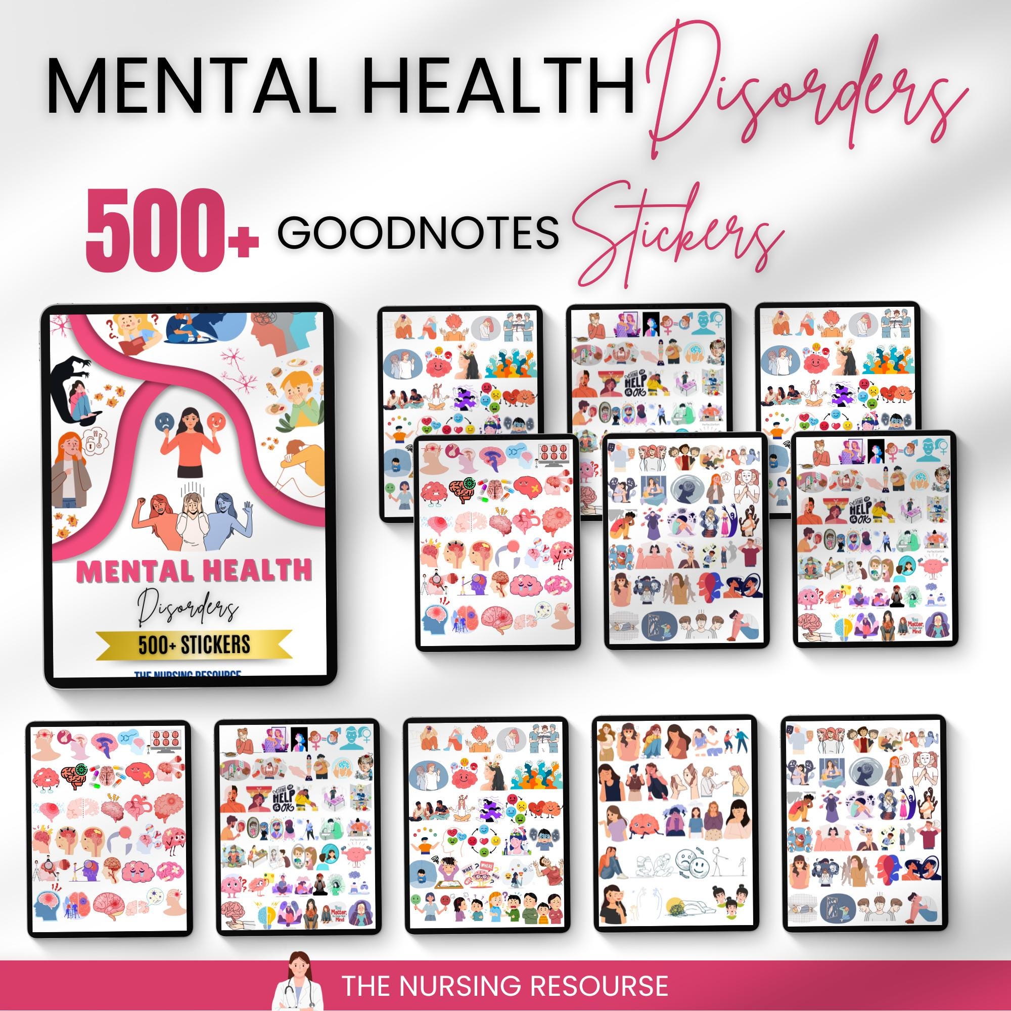 Mental Health Disorders Stickers | Goodnotes Stickers | Pre-cropped ...