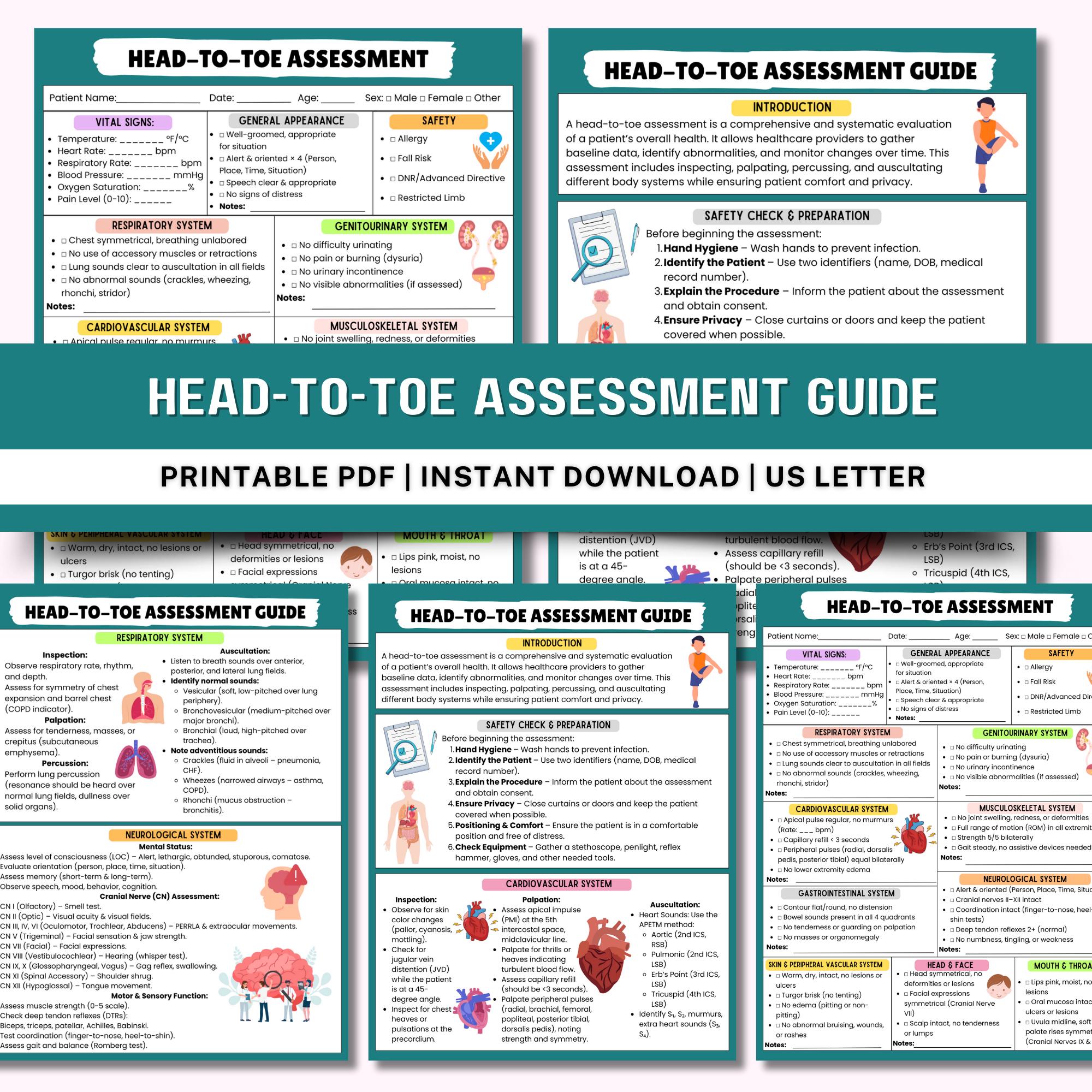 Nursing Head-to-toe Assessment Guide | Assessment Checklist | Head