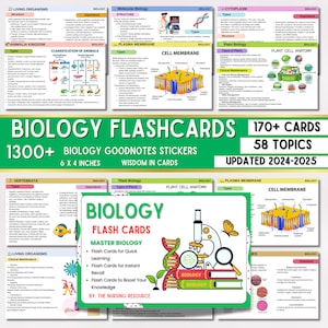 Pacote de mais de 170 flashcards de biologia | Notas de Biologia | Guia de estudo | Adesivos de biologia para Goodnotes | Microbiologia | O recurso de enfermagem