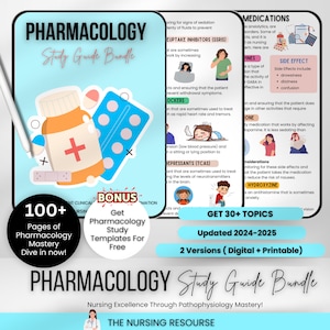 Bundel met studiegids farmacologie | Farmacologie Verpleegkunde | Verplegingsnotities | Farmacologische opmerkingen | Volledig gelinkte en afdrukbare pdf | 100+ pagina's