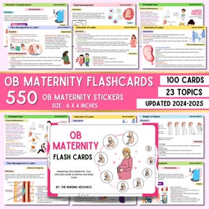 Flashcards de maternidade obstétrica, guia de estudo de enfermagem obstétrica, trabalho de parto e parto, notas de enfermagem, guia de estudo, o recurso de enfermagem, 100 flashcards