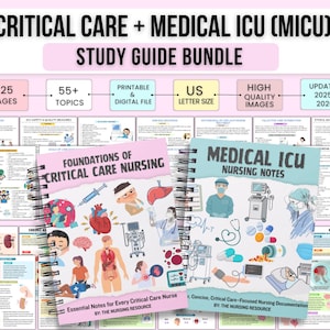 Peut inclure: Un ensemble de guides d'étude pour les soins intensifs et les soins infirmiers en USI médicale, comprenant deux cahiers à spirales avec des notes et des illustrations détaillées. L'ensemble comprend 325 pages, plus de 55 sujets, des fichiers imprimables et des images de haute qualité. Mis à jour pour 2025-2026.