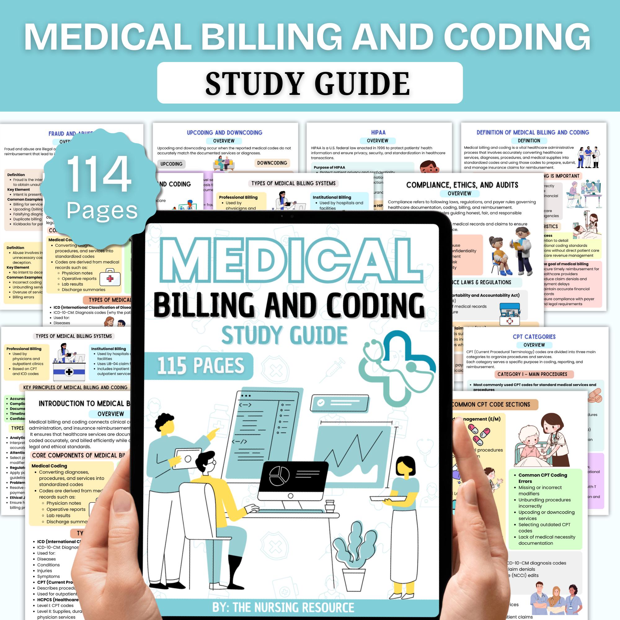 Medical Billing Coding Study Guide CPC CCS Exam Prep ICD-10 Cpt Hcpcs Notes