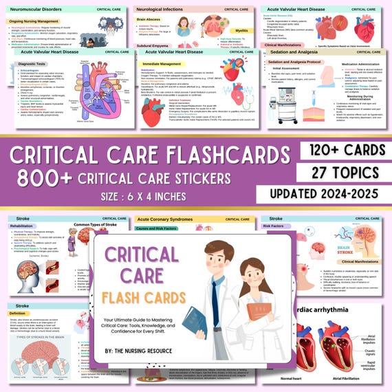 Critical Care Flashcards | Critical Care Nurse | Nursing Notes | ICU Study Guide | Digital + Printable PDF | The Nursing Resource