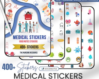 400+ Medical Stickers Goodnotes | Cute Medical Stickers | iPad Stickers | Healthcare Stickers | Pre-Cropped Stickers | The Nursing Resource
