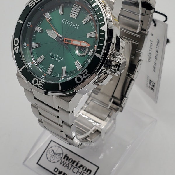 Citizen Eco-Drive Endeavor Diver, Stainless Steel Green Dial Men's Quartz Watch - AW1428-53X