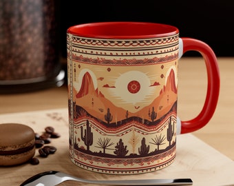 Southwestern Motif Coffee Mug, 11oz (Available in Red, Black, Blue, Navy, or Pink)