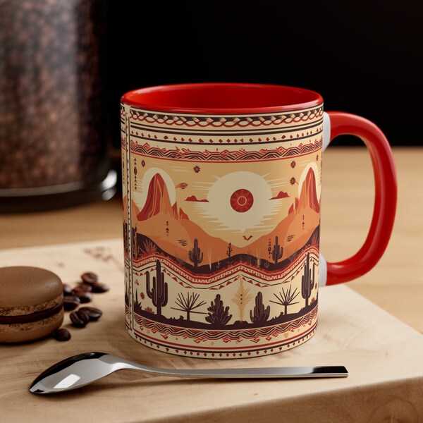 Southwestern Motif Coffee Mug, 11oz (Available in Red, Black, Blue, Navy, or Pink)