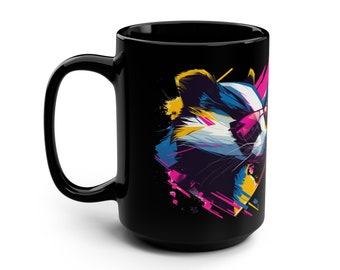 80s Badger Black Mug, 15oz - For hot and cold drinks featuring your favorite badger