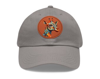 Tribal Giraffe Dad Hut mit Leder Patch (Rund)