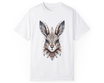 Tribal Rabbit Unisex Garment-Dyed T-shirt