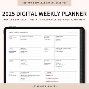 2025 Digitaler Planer, Digitaler Wochenplaner 2025, GoodNotes Planer Template, Notability Planner, iPad Planer, Digitaler Kalender 2025