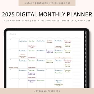 2025 Digitaler Monatsplaner Digitaler Monatskalender 2025 Digitaler GoodNotes Planer Template Notability Planner iPad Planer Template