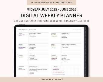 2025-2026 Midyear Digital Weekly Planner, GoodNotes, Notability (PDF)