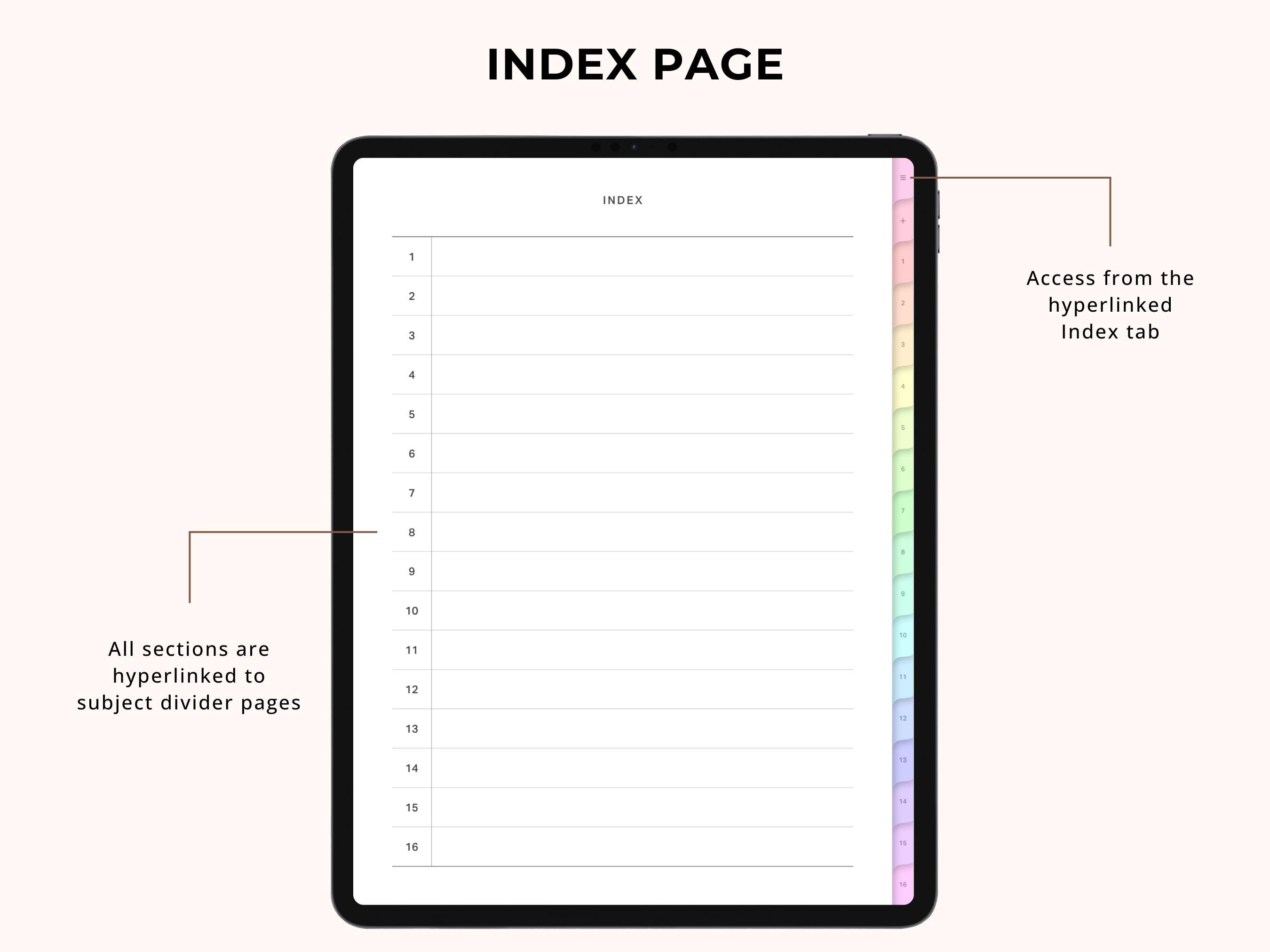 16 Subject Digital Notebook, Portrait Style, Student Notes (hyperlinked ...
