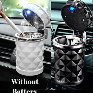 Car Ashtray With Led Light Auto Cigarette Smokeless Portable Ashtray W/  Cover