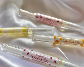 Fruit Collection - Cherry Orange Strawberry Lemon - Cuticle Oil Pen 3ml - Cuticle Oil Bottle 1oz - Natural Ingredients
