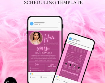 Acuity Scheduling Template | Lash Tech, Hair Stylist, Nail Tech | Canva Templates | Pink