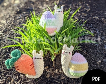 Easter Snails Bundle - 2 in one PDF crochet pattern bundle