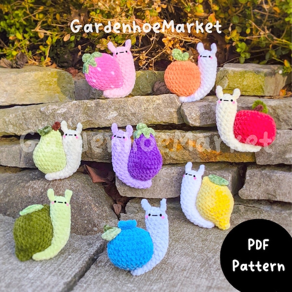 Fruit Snails Bundle - 7 in one PDF crochet pattern bundle