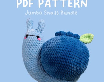 Jumbo Fruit Snails Bundle - 7 in One PDF Crochet Pattern Bundle