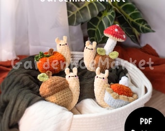 Fall Snails Bundle - 4 in one PDF Autumn Crochet Pattern Bundle