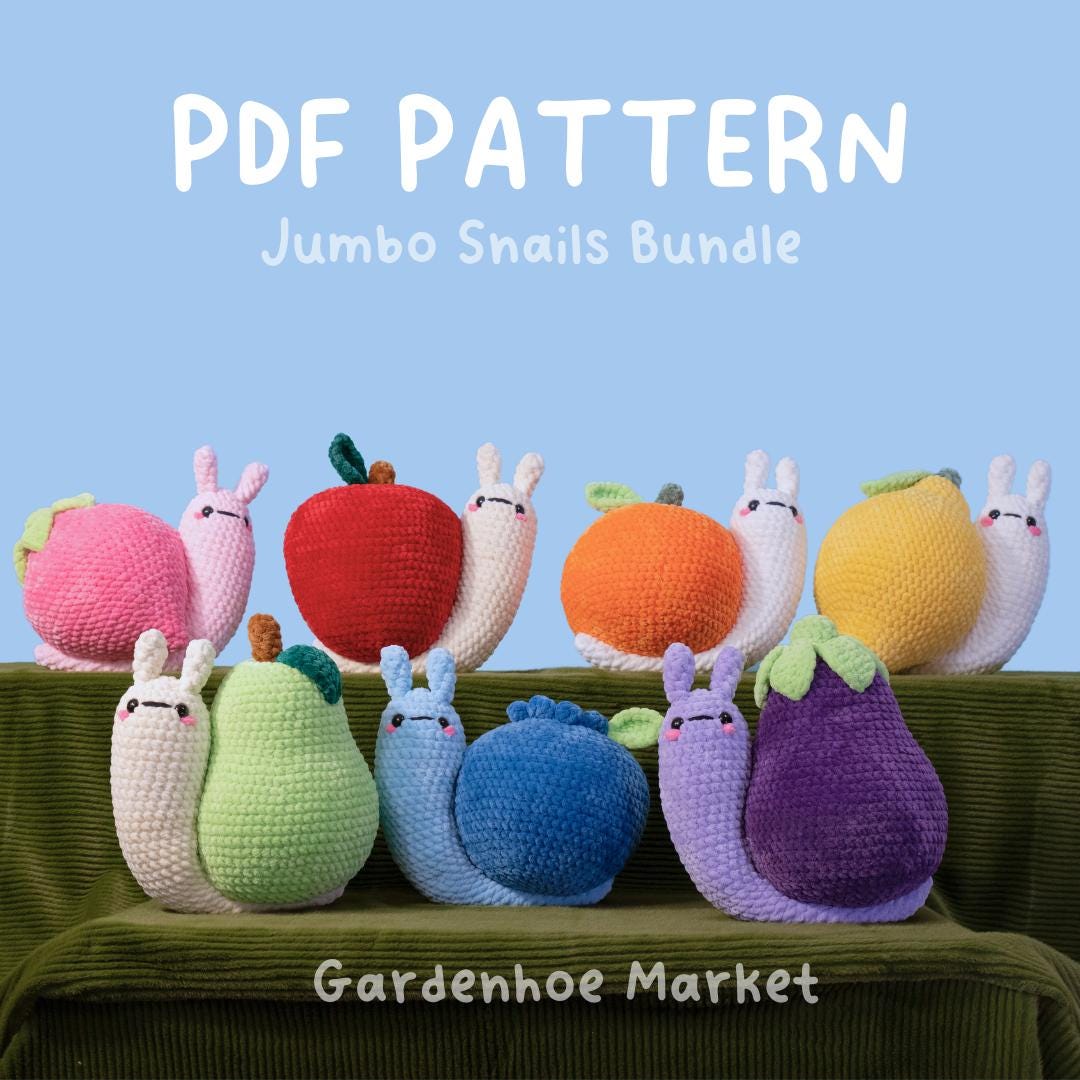 Jumbo Fruit Snails Bundle - 7 in One PDF Crochet Pattern Bundle