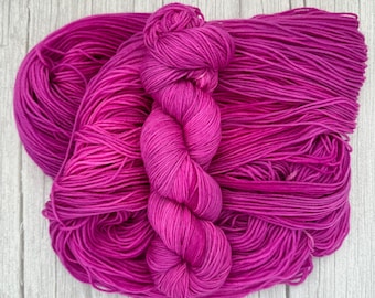First Time in Forever - Indie, Hand Dyed Yarn, Pink, Magenta, Tonal-Semi-solid, DK, Fingering, Merino, Sock